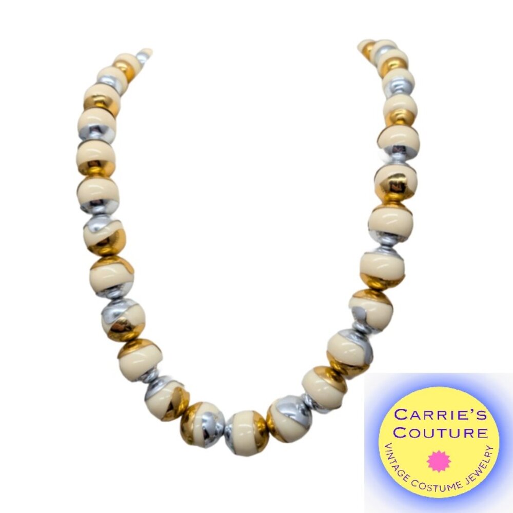 Vintage Signed Alexis Kirk Modernist Runway Couture Statement Beaded Necklace